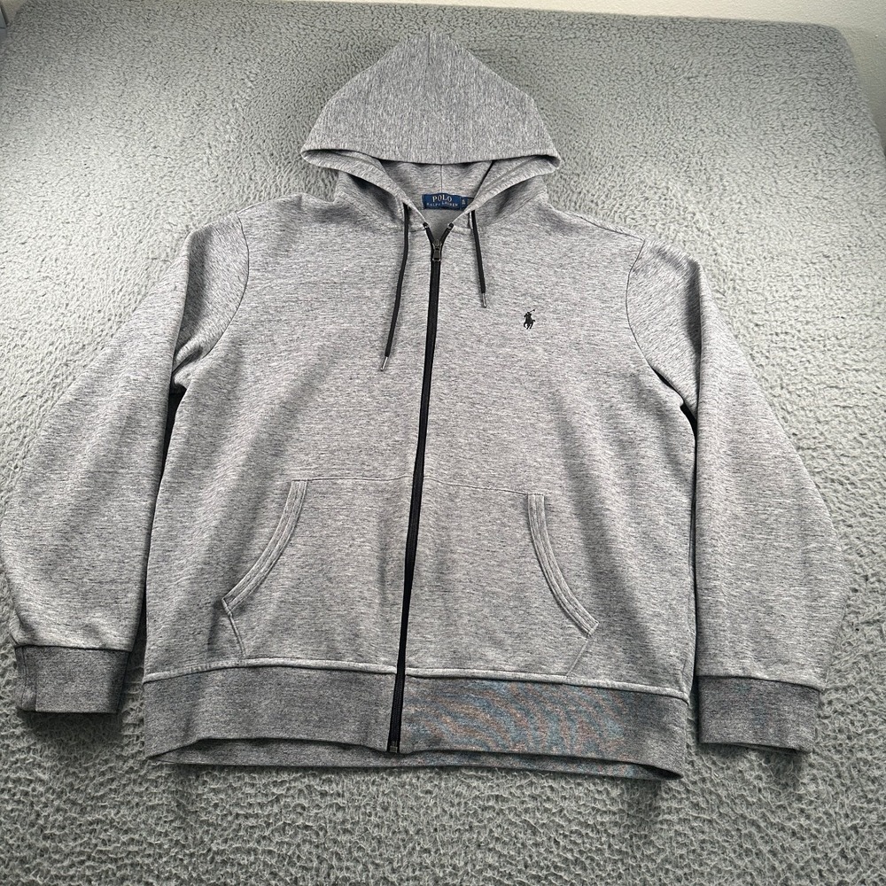Polo Ralph Lauren Hoodie‎ Men's Gray XL Full Zip Performance Sweatshirt